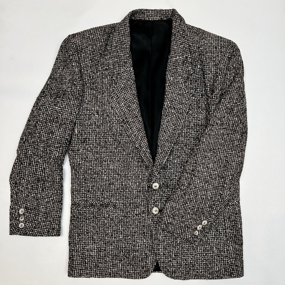 Vintage Emil Rutenberg Blazer Jacket Silk Tweed Pockets Button Lined S small USA